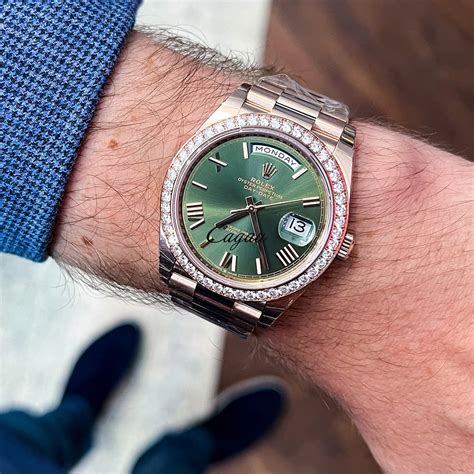 rolex green face day date|Rolex pre owned date.